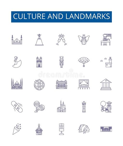 Culture And Landmarks Line Icons Signs Set Design Collection Of