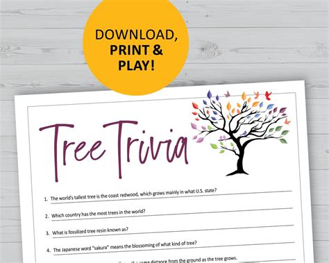 Tree Trivia Game, Nature Printable, Instant Download, Party Games ...