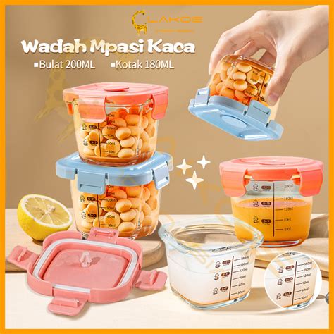 Jual Lakoe Tempat Makan Mpasi Bayi Kaca Wadah Mpasi Kaca Baby Glass