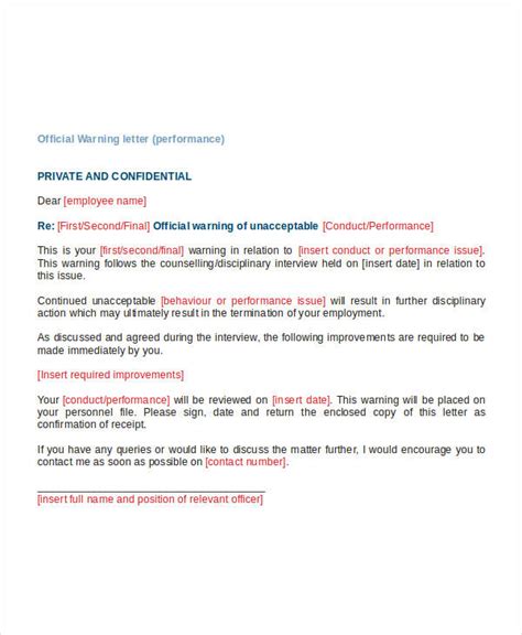 First Warning Letter Templates 14 Free Word Pdf Format Download