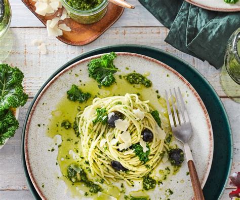 Spaghetti mit Grünkohl Oliven Pesto Cookidoo the official