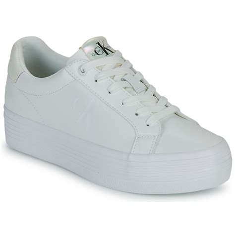 Calvin Klein Jeans Bold Vulc Flatf Laceup Lth Wn Blanc Livraison