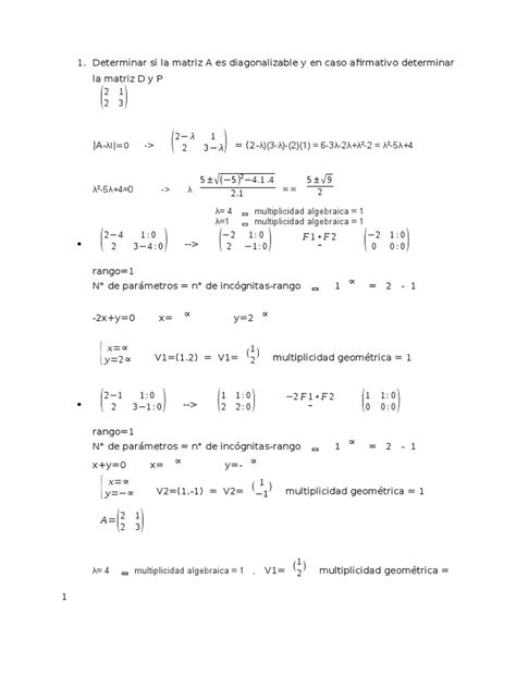 Ejercicios Diagonalizacion De Matrices Pdf