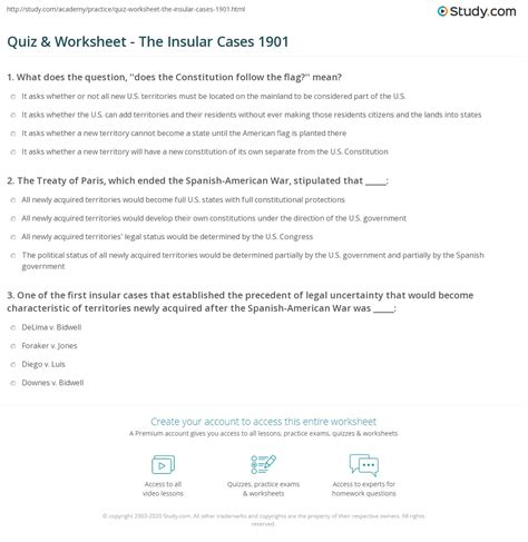 Quiz & Worksheet - The Insular Cases 1901 | Study.com