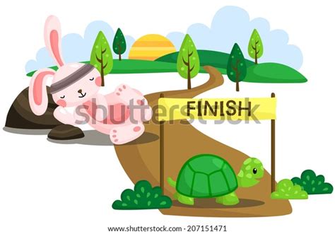 Rabbit Tortoise Stock Vector (Royalty Free) 207151471