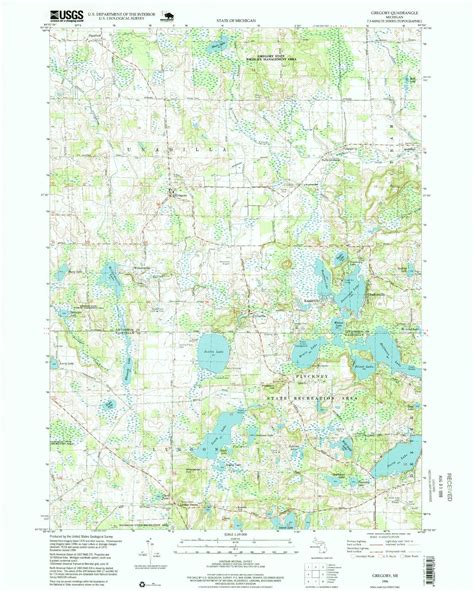 Classic USGS Gregory Michigan 7.5'x7.5' Topo Map – MyTopo Map Store