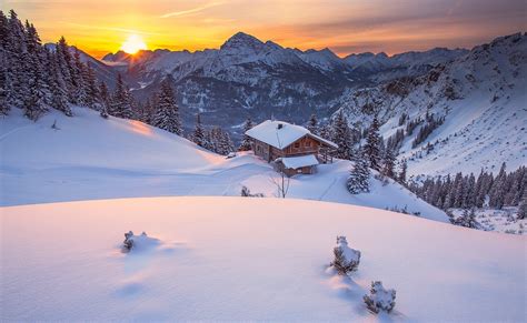 Snow Covered Mountain Nature Landscape Tyrol Winter Hd Wallpaper