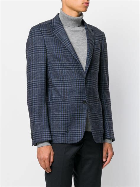 Z Zegna Wool Checkered Blazer In Blue For Men Lyst