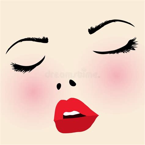 Female Face Artsexy Lip And Closed Eyes Woman Face Stock Vector Illustration Of Lady Eyes