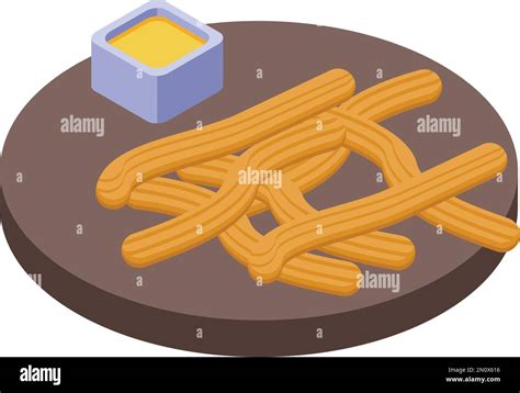 Churro Sauce Menu Icon Isometric Vector Spain Food Mexican Food Stock