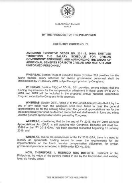 Duterte signed executive order for gov't employees salary increase ...