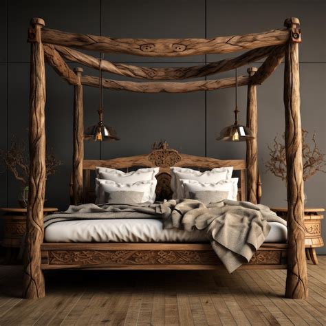 Premium Photo | Wooden Canopy Bed