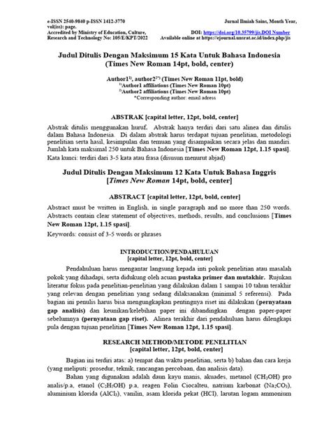 template jurnal ilmiah sains