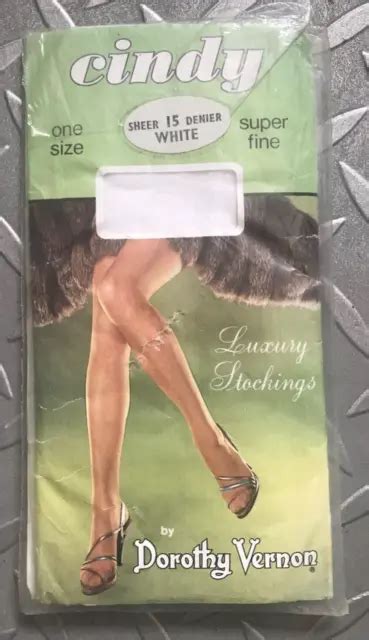 Vintage Cindy Dorothy Vernon Luxury Super Fine Sheer White Stockings