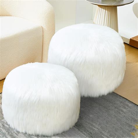 Amazon Peryiter Fur Ottoman White Faux Fur Ottoman Pouf Cover 20 X