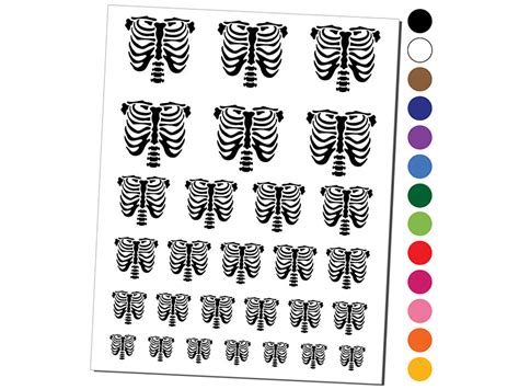 Human Ribcage Skeleton Bones Spooky Halloween Temporary Tattoo Water