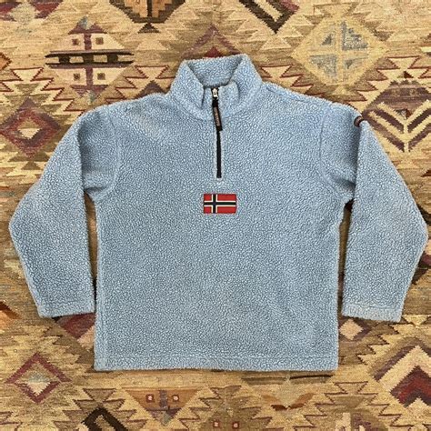 Napapijri Geographic Jacket Mens Size M Blue Fleece... - Depop