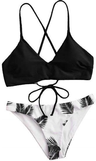 IC shein Dwuczęściowy Strój Kąpielowy Bikini Tropikalny Wzór M
