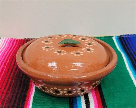 Cazuelita Chica Con Tapa De Barro Mexican Casserole With Lid Cazuelas