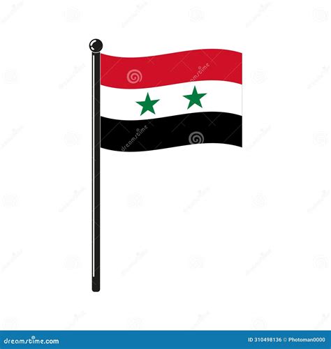 National Flag of Syrian Arab Republic on the Stick Stock Illustration ...