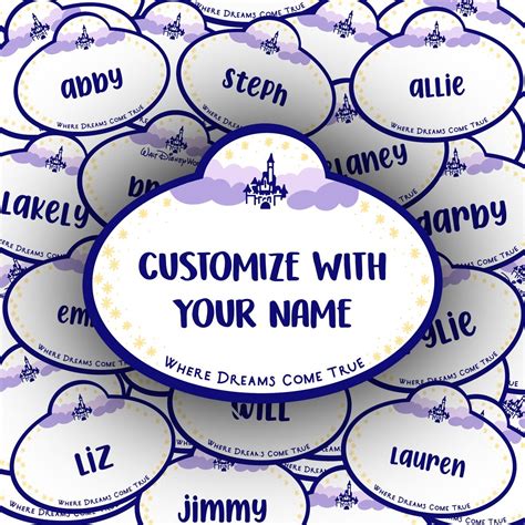 Customizable Disney World inspired name tag sticker. Customize with your own name or text, or ...