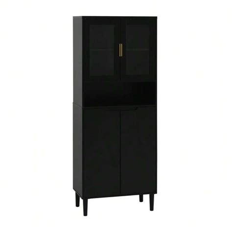 Tall Storage Show Cabinet Tall Kitchen Pantry Cabinet With 2 Glass