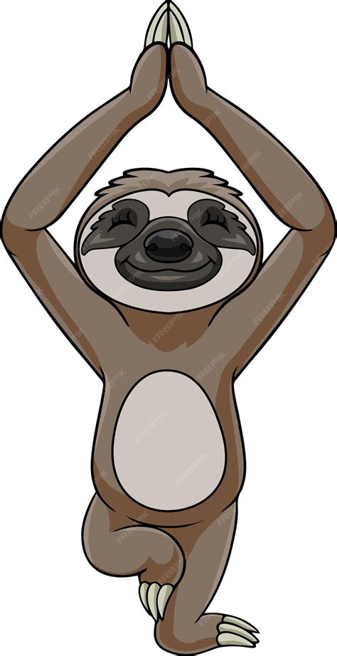 Premium Vector Cute Sloth Cartoon In Yoga Pose Tree