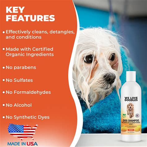 GetUSCart- USDA Organic Dog Shampoo, Conditioner & Detangler - Best Shampoo for Goldendoodles