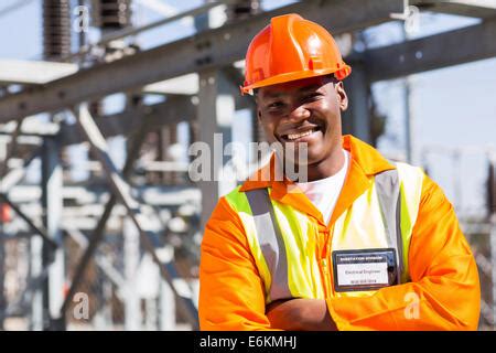 African Electrical Engineer With Arms Crossed In Electricity Power