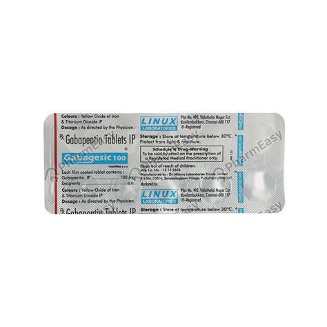 Gabagesic 100 MG Tablet 10 Uses Side Effects Dosage Composition