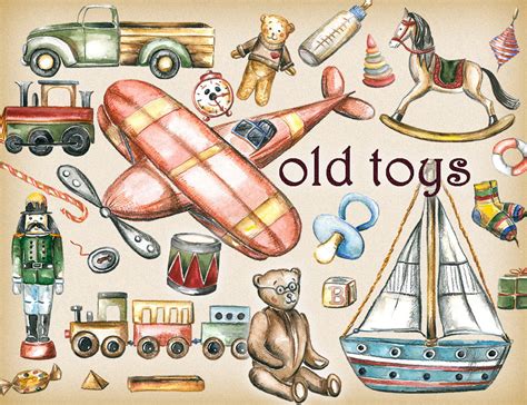 Toy Clipart, Toys Clipart, Old Toys Clipart, Kids Clipart, Watercolor ...