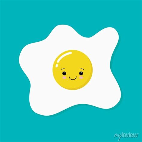 Happy Cute Smiling Funny Kawaii Fried Egg Cute Kawaii Fried Wall