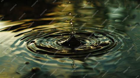 A Single Tear Drop Falling Into A Still Puddle Creating Ripples