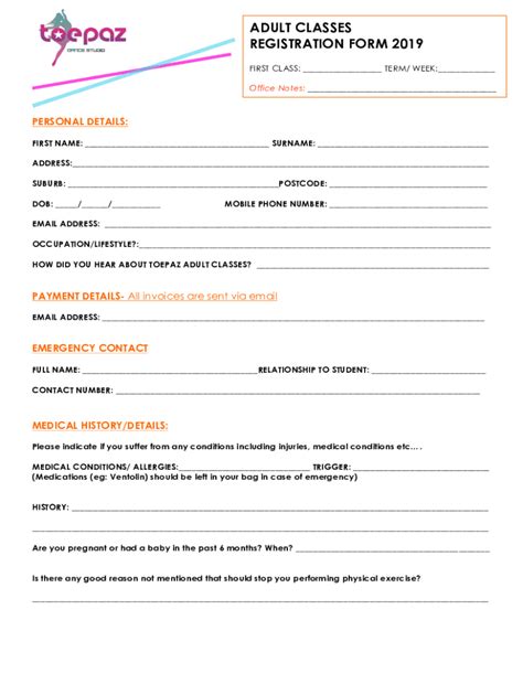 Fillable Online 2019 ADULT REGO FORM Docx Fax Email Print PdfFiller