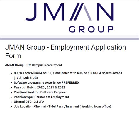 JMAN Group Mass Hiring 2023 For Software Engineer Freshers B E B