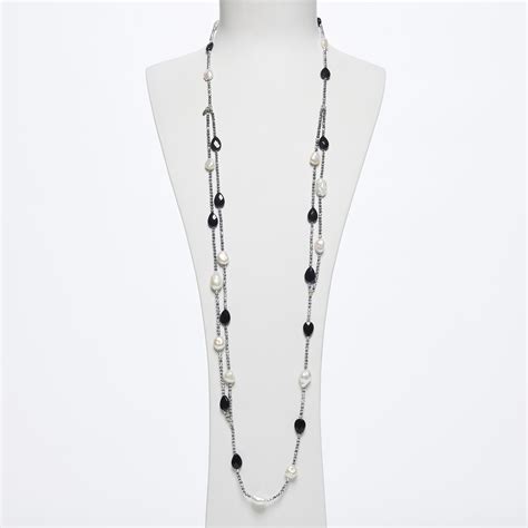 Collana In Agata Nera Perle Ed Ematite Rodiata Della Rovere