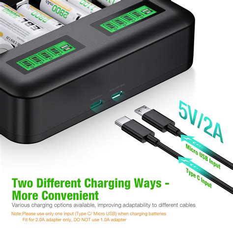 EBL LCD Battery Charger For AA AAA C D Rechargeable Batteries With Type