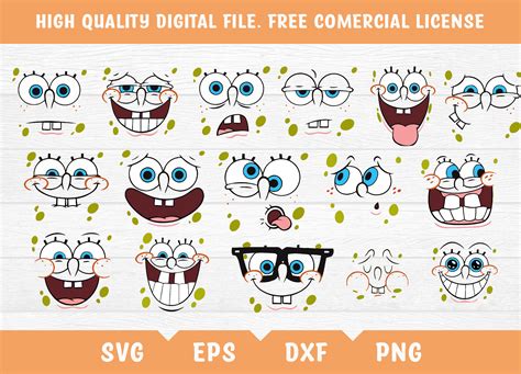 SpongeBob Faces Svg SpongeBob Faces Cricut Squarepants Svg SpongeBob