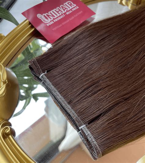 Genius Weft Human Hair Extensions With Brown Color Straight Hair