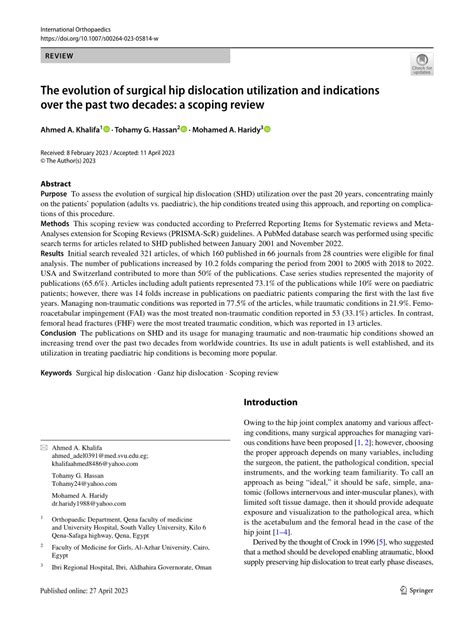 (PDF) The evolution of surgical hip dislocation utilization and ...