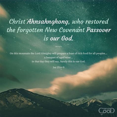 Christ Ahnsahnghong Restored The Forgotten New Covenant Passover Who