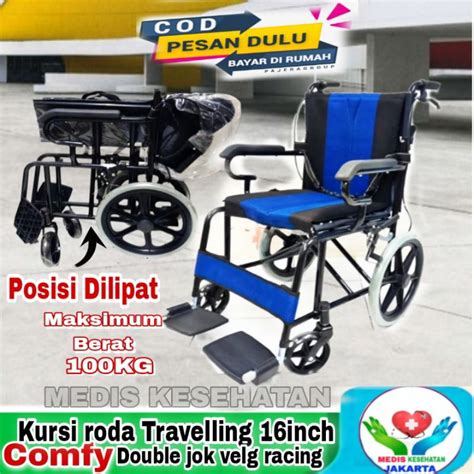 Jual Kursi Roda Lipat Buat Travel Kursi Roda Comfy 8007 16inch Kursi