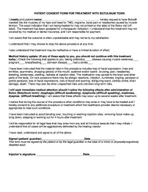 Fillable Online Botulinum Toxin Type A Consent Form Facialdocs