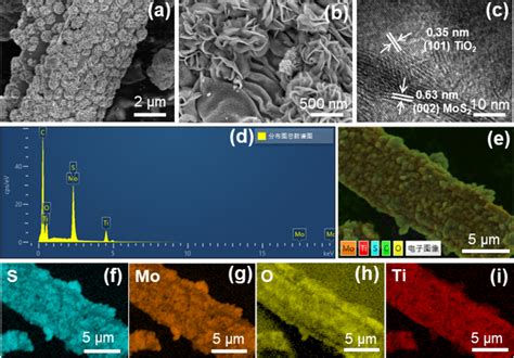 A And B SEM Images C TEM Image Di EDS Mappings Of TiO2 MoS2