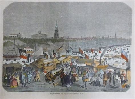 Kolorierter Holzstich Hamburg Auf Dem Eise Nach Einer Orig Zeichnung V