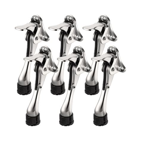 6 X Heavy Duty Door Stops For Bottom With Adjustable Rubber Tips Spring