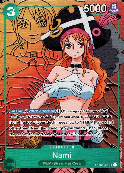 One Piece Card Game Paramount War Card OP02 036 Nami Parallel