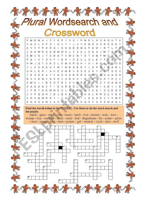 Plural Wordsearch And Crossword 6th Grade 1 Of 2 ESL Worksheet By Cassy