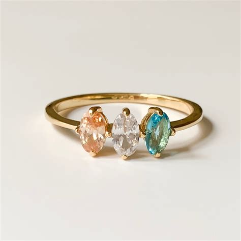 Mielajewelry 14k Gold Custom Birthstone Ring