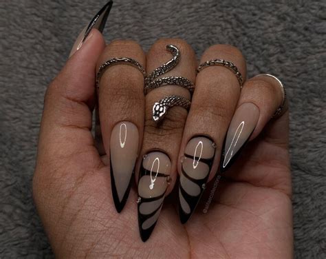 Butterfly Effect Press On Nails Nude And Black Nails Gem Nails Hand